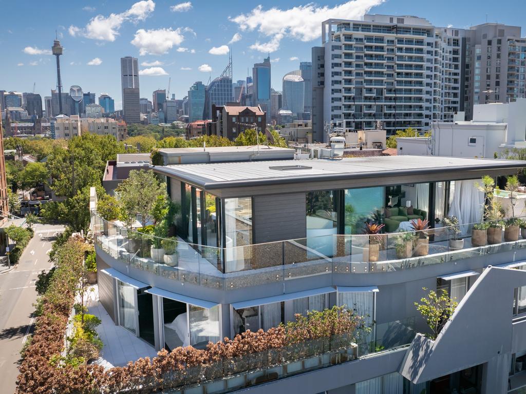 Architectural rooftop details with strong geometry